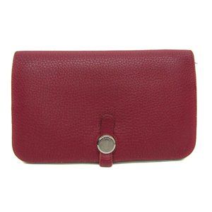 HERMES Red Leather Wallet